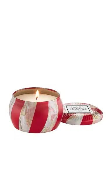 Voluspa Crushed Candy Cane Mini Tin Candle | Thumbnail 1 Voluspa Crushed Candy Cane Mini Tin Candle | Thumbnail 1