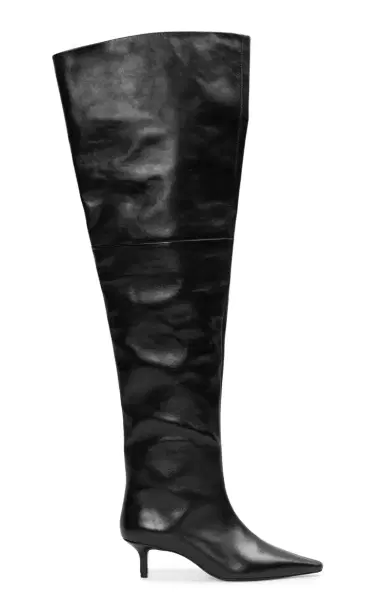 Black Suede Studio Kira Leather Thigh-High Boots | Thumbnail 1 Black Suede Studio Kira Leather Thigh-High Boots | Thumbnail 1