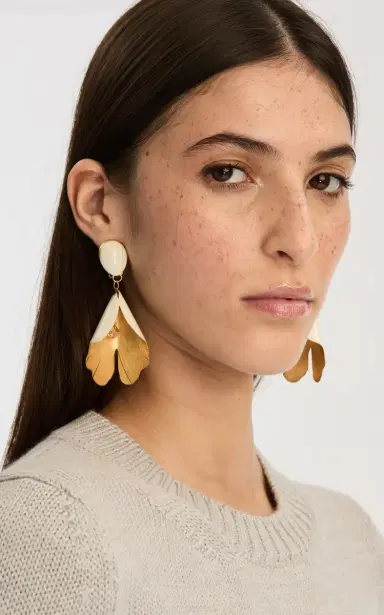 Oscar de la Renta Bell Flower Enamel Large Earrings | Thumbnail 3 Oscar de la Renta Bell Flower Enamel Large Earrings | Thumbnail 3