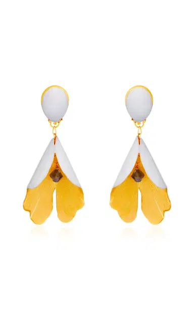 Oscar de la Renta Bell Flower Enamel Large Earrings | Thumbnail 1 Oscar de la Renta Bell Flower Enamel Large Earrings | Thumbnail 1