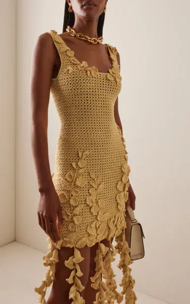 Oscar de la Renta Appliquéd Crocheted-Cotton Mini Dress | Thumbnail 3 Oscar de la Renta Appliquéd Crocheted-Cotton Mini Dress | Thumbnail 3