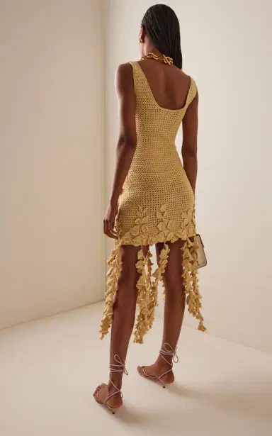 Oscar de la Renta Appliquéd Crocheted-Cotton Mini Dress | Thumbnail 4 Oscar de la Renta Appliquéd Crocheted-Cotton Mini Dress | Thumbnail 4