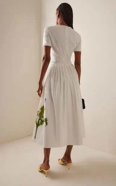 Oscar de la Renta Dandelion-Printed Cotton-Poplin Midi Dress | Thumbnail 4 Oscar de la Renta Dandelion-Printed Cotton-Poplin Midi Dress | Thumbnail 4
