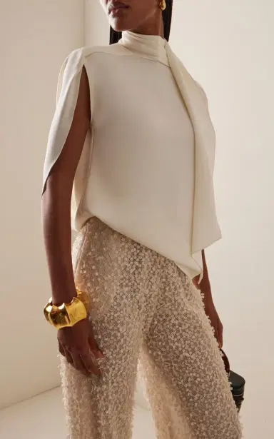 Oscar de la Renta Sash-Detailed Silk-Georgette Top | Thumbnail 2 Oscar de la Renta Sash-Detailed Silk-Georgette Top | Thumbnail 2