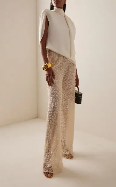 Oscar de la Renta Sash-Detailed Silk-Georgette Top | Thumbnail 3 Oscar de la Renta Sash-Detailed Silk-Georgette Top | Thumbnail 3