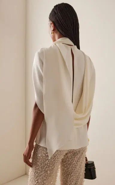 Oscar de la Renta Sash-Detailed Silk-Georgette Top | Thumbnail 4 Oscar de la Renta Sash-Detailed Silk-Georgette Top | Thumbnail 4