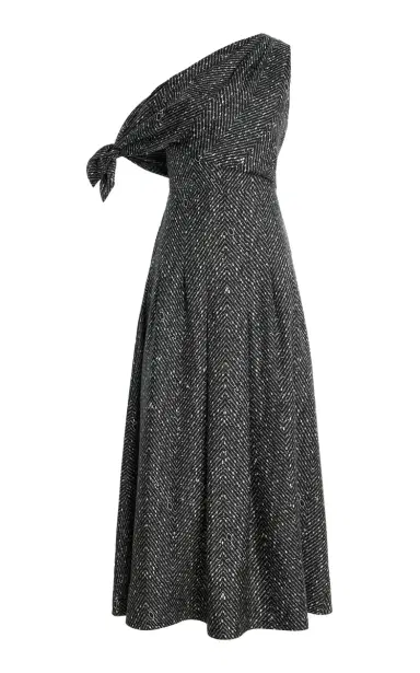 Oscar de la Renta One-Shoulder Silk Midi Scarf Dress | Thumbnail 1 Oscar de la Renta One-Shoulder Silk Midi Scarf Dress | Thumbnail 1