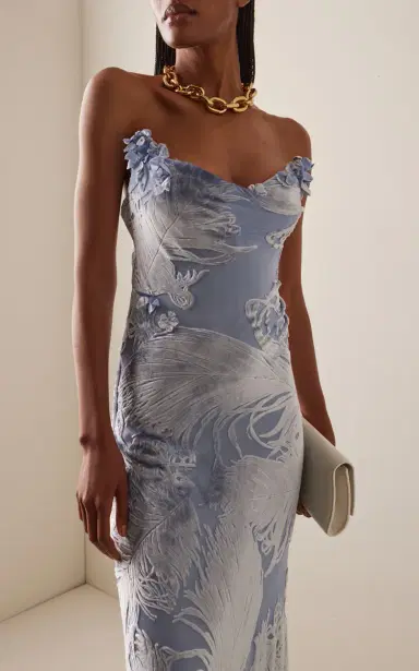 Oscar de la Renta Draped Devoré Velvet Gown | Thumbnail 3 Oscar de la Renta Draped Devoré Velvet Gown | Thumbnail 3