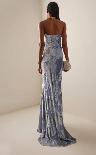 Oscar de la Renta Draped Devoré Velvet Gown | Thumbnail 4 Oscar de la Renta Draped Devoré Velvet Gown | Thumbnail 4