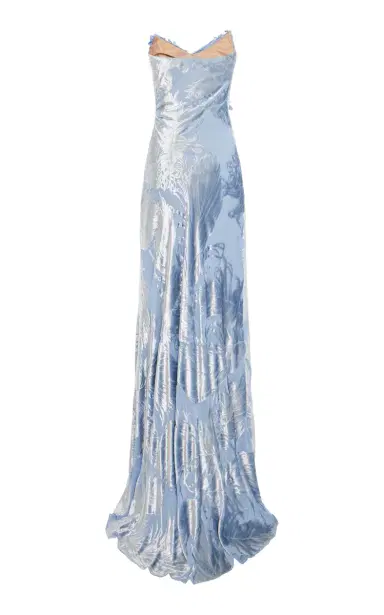 Oscar de la Renta Draped Devoré Velvet Gown | Thumbnail 5 Oscar de la Renta Draped Devoré Velvet Gown | Thumbnail 5