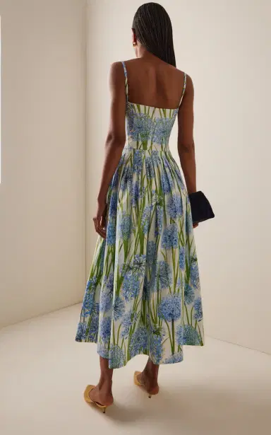 Oscar de la Renta Appliqued Allium-Printed Cotton-Poplin Midi Dress | Thumbnail 4 Oscar de la Renta Appliqued Allium-Printed Cotton-Poplin Midi Dress | Thumbnail 4