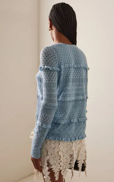 Oscar de la Renta Mixed-Stitch Silk-Cotton Cardigan | Thumbnail 4 Oscar de la Renta Mixed-Stitch Silk-Cotton Cardigan | Thumbnail 4