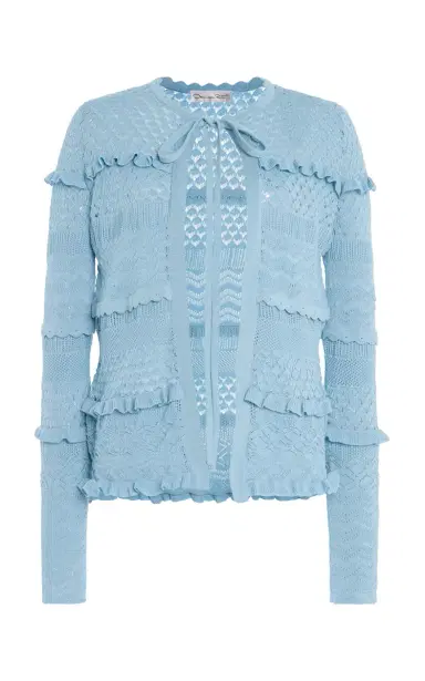 Oscar de la Renta Mixed-Stitch Silk-Cotton Cardigan | Thumbnail 1 Oscar de la Renta Mixed-Stitch Silk-Cotton Cardigan | Thumbnail 1