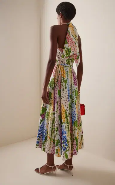 Oscar de la Renta Foxglove-Printed Cotton-Poplin Midi Halter Dress | Thumbnail 4 Oscar de la Renta Foxglove-Printed Cotton-Poplin Midi Halter Dress | Thumbnail 4