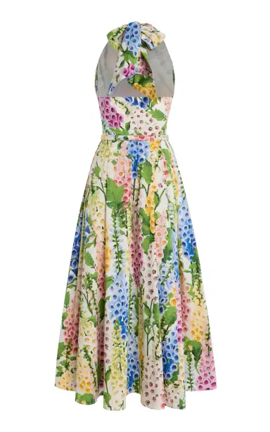 Oscar de la Renta Foxglove-Printed Cotton-Poplin Midi Halter Dress | Thumbnail 5 Oscar de la Renta Foxglove-Printed Cotton-Poplin Midi Halter Dress | Thumbnail 5