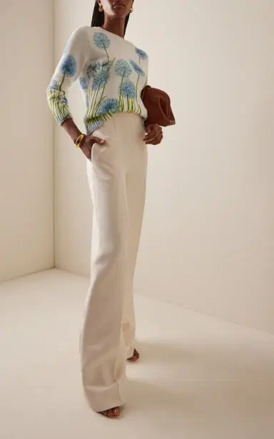 Oscar de la Renta Allium-Printed Cotton-Blend Sweater | Thumbnail 2 Oscar de la Renta Allium-Printed Cotton-Blend Sweater | Thumbnail 2