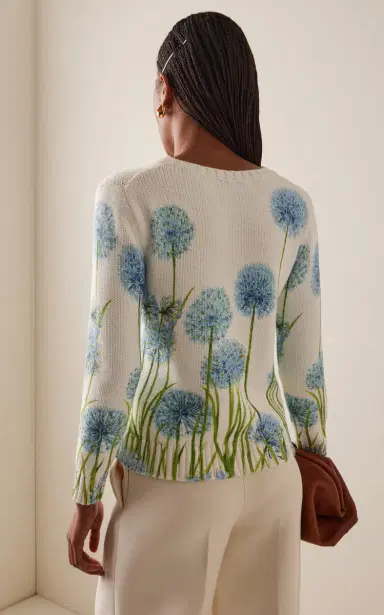 Oscar de la Renta Allium-Printed Cotton-Blend Sweater | Thumbnail 4 Oscar de la Renta Allium-Printed Cotton-Blend Sweater | Thumbnail 4