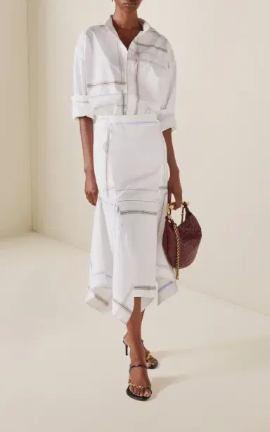Bottega Veneta Exclusive Checked Cotton Midi Skirt | Thumbnail 3 Bottega Veneta Exclusive Checked Cotton Midi Skirt | Thumbnail 3
