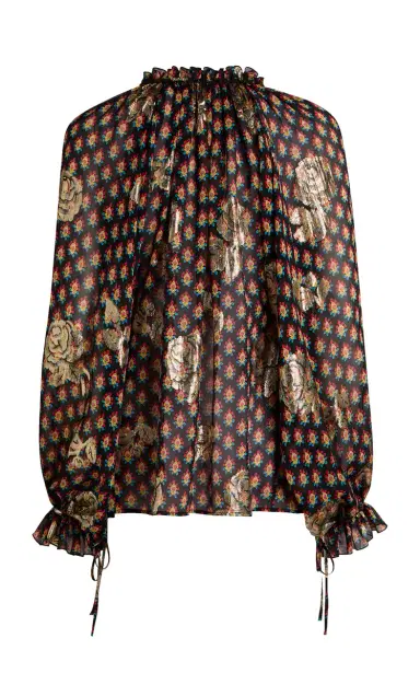 Etro Ruffled Metallic Silk Shirt | Thumbnail 5 Etro Ruffled Metallic Silk Shirt | Thumbnail 5