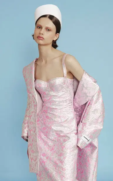 DES_PHEMMES Floral Jacquard Longline Cocoon Coat | Thumbnail 2 DES_PHEMMES Floral Jacquard Longline Cocoon Coat | Thumbnail 2
