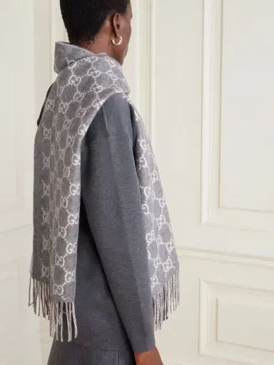 Gucci Fringed Jacquard-knit Cashmere Scarf | Thumbnail 2 Gucci Fringed Jacquard-knit Cashmere Scarf | Thumbnail 2