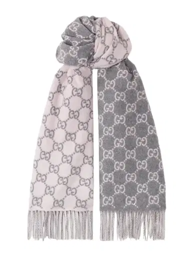 Gucci Fringed Jacquard-knit Cashmere Scarf | Thumbnail 1 Gucci Fringed Jacquard-knit Cashmere Scarf | Thumbnail 1