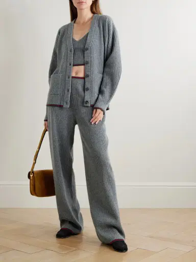 Gucci Striped Ribbed Wool-blend Wide-leg Pants | Thumbnail 2 Gucci Striped Ribbed Wool-blend Wide-leg Pants | Thumbnail 2