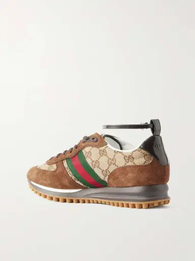 Gucci Re-motion Suede, Canvas-jacquard And Patent-leather Sneakers | Thumbnail 3 Gucci Re-motion Suede, Canvas-jacquard And Patent-leather Sneakers | Thumbnail 3