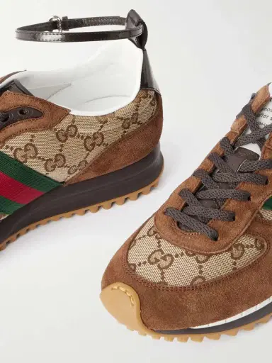 Gucci Re-motion Suede, Canvas-jacquard And Patent-leather Sneakers | Thumbnail 4 Gucci Re-motion Suede, Canvas-jacquard And Patent-leather Sneakers | Thumbnail 4