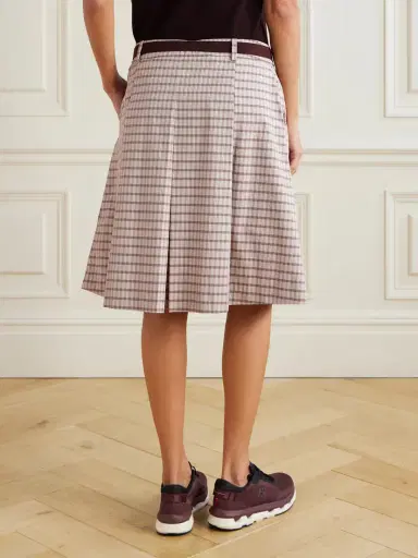 Tory Sport Belted Pleated Checked Twill Midi Skirt | Thumbnail 4 Tory Sport Belted Pleated Checked Twill Midi Skirt | Thumbnail 4