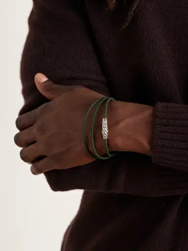 David Yurman Chevron Braided Leather and Sterling Silver Wrap Bracelet - Men | Thumbnail 2 David Yurman Chevron Braided Leather and Sterling Silver Wrap Bracelet - Men | Thumbnail 2