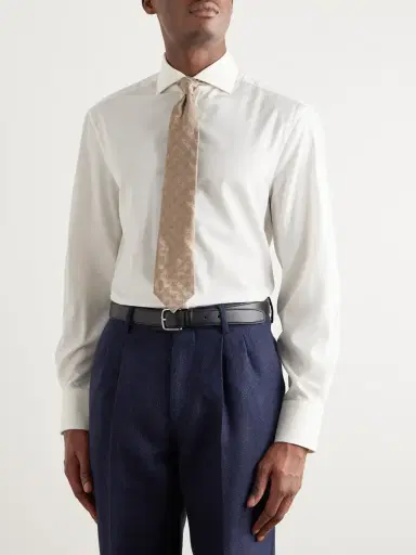 Brunello Cucinelli Cutaway-Collar Virgin Wool Shirt - Men | Thumbnail 2 Brunello Cucinelli Cutaway-Collar Virgin Wool Shirt - Men | Thumbnail 2