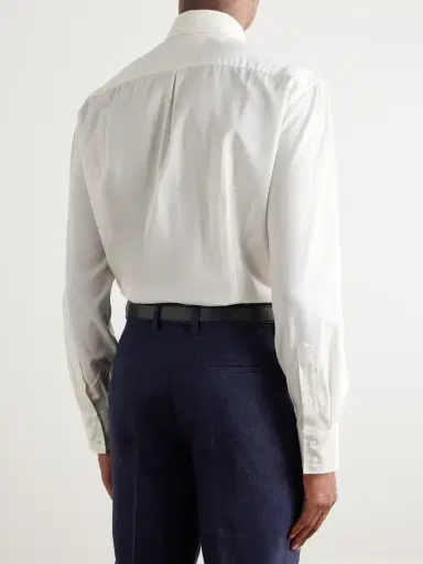 Brunello Cucinelli Cutaway-Collar Virgin Wool Shirt - Men | Thumbnail 3 Brunello Cucinelli Cutaway-Collar Virgin Wool Shirt - Men | Thumbnail 3