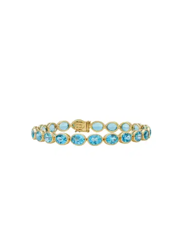 Wish Fine Jewelry 19.38ct Blue Topaz 14K Gold Tennis Bracelet | Thumbnail 1 Wish Fine Jewelry 19.38ct Blue Topaz 14K Gold Tennis Bracelet | Thumbnail 1