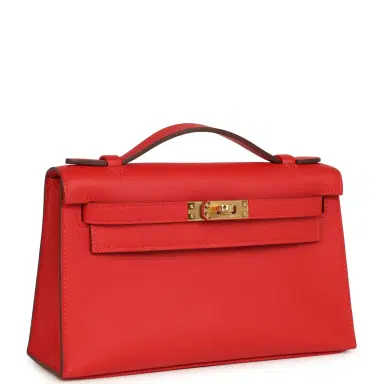 HERMÈS Hermes Kelly Pochette Rouge Radieux Swift Gold Hardware | Thumbnail 2 HERMÈS Hermes Kelly Pochette Rouge Radieux Swift Gold Hardware | Thumbnail 2