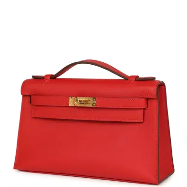 HERMÈS Hermes Kelly Pochette Rouge Radieux Swift Gold Hardware | Thumbnail 3 HERMÈS Hermes Kelly Pochette Rouge Radieux Swift Gold Hardware | Thumbnail 3