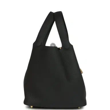 HERMÈS Hermes Picotin Lock 22 Black Clemence Gold Hardware | Thumbnail 4 HERMÈS Hermes Picotin Lock 22 Black Clemence Gold Hardware | Thumbnail 4