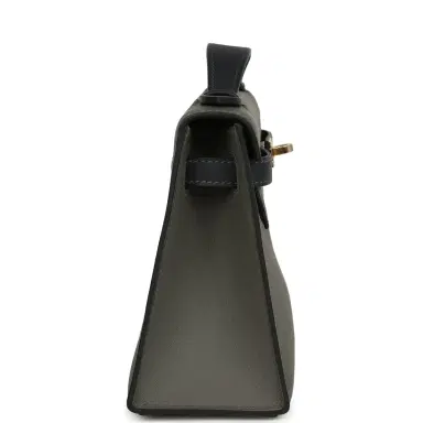 HERMÈS Pre-owned Hermes Special Order (HSS) Kelly Pochette Gris Meyer and Caban Swift Permabrass Hardware | Thumbnail 4 HERMÈS Pre-owned Hermes Special Order (HSS) Kelly Pochette Gris Meyer and Caban Swift Permabrass Hardware | Thumbnail 4