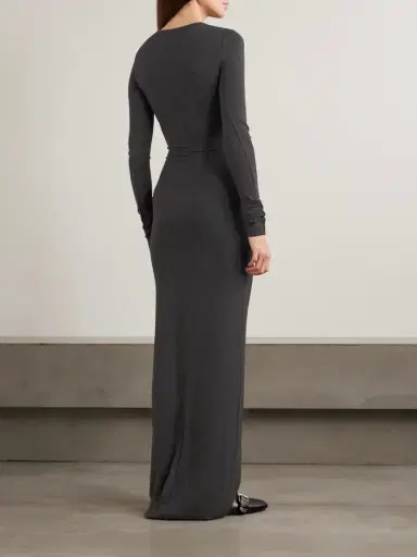 ÉTERNE Long Sleeved Crew Neck Ribbed Stretch-jersey Maxi Dress | Thumbnail 3 ÉTERNE Long Sleeved Crew Neck Ribbed Stretch-jersey Maxi Dress | Thumbnail 3
