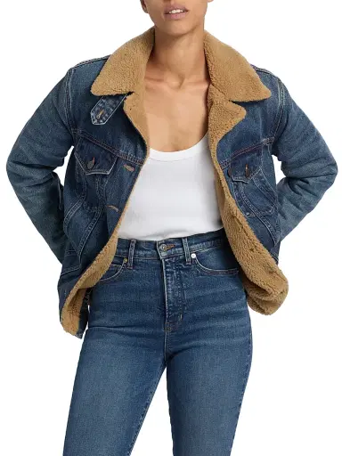 Veronica Beard Women's Donna Sherpa-Lined Denim Jacket - City Lights | Thumbnail 3 Veronica Beard Women's Donna Sherpa-Lined Denim Jacket - City Lights | Thumbnail 3