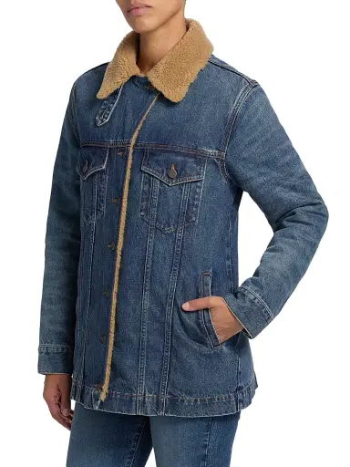 Veronica Beard Women's Donna Sherpa-Lined Denim Jacket - City Lights | Thumbnail 4 Veronica Beard Women's Donna Sherpa-Lined Denim Jacket - City Lights | Thumbnail 4
