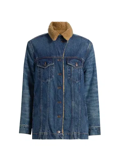 Veronica Beard Women's Donna Sherpa-Lined Denim Jacket - City Lights | Thumbnail 1 Veronica Beard Women's Donna Sherpa-Lined Denim Jacket - City Lights | Thumbnail 1