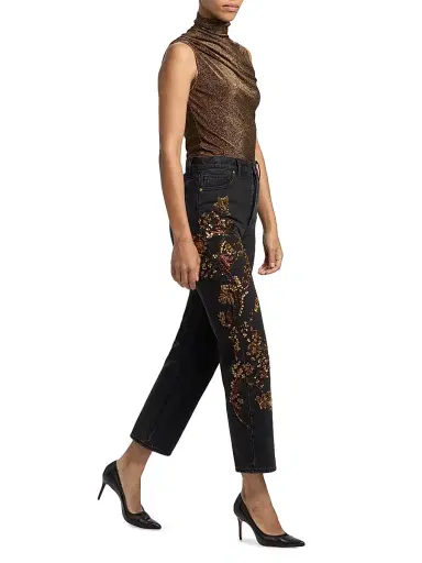 Veronica Beard Women's Daniela Embellished High-Rise Straight-Leg Jeans | Thumbnail 2 Veronica Beard Women's Daniela Embellished High-Rise Straight-Leg Jeans | Thumbnail 2