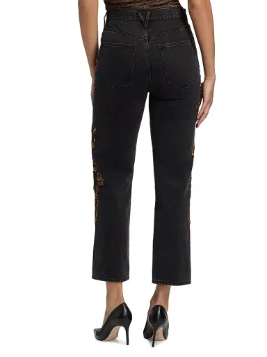 Veronica Beard Women's Daniela Embellished High-Rise Straight-Leg Jeans | Thumbnail 5 Veronica Beard Women's Daniela Embellished High-Rise Straight-Leg Jeans | Thumbnail 5