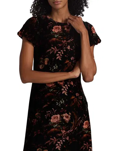 Cara Cara Women's Connie Floral Crushed Velvet Midi-Dress | Thumbnail 6 Cara Cara Women's Connie Floral Crushed Velvet Midi-Dress | Thumbnail 6