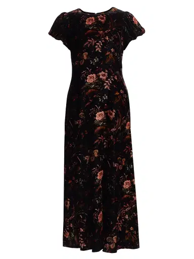 Cara Cara Women's Connie Floral Crushed Velvet Midi-Dress | Thumbnail 1 Cara Cara Women's Connie Floral Crushed Velvet Midi-Dress | Thumbnail 1
