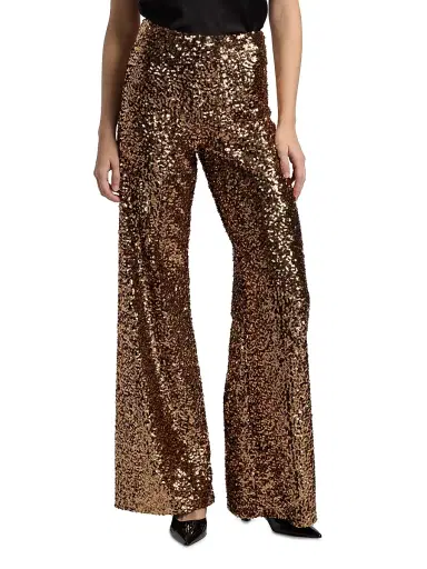 ALICE + OLIVIA Women's Athena Sequined Wide-Leg Pants - Gold Black | Thumbnail 3 ALICE + OLIVIA Women's Athena Sequined Wide-Leg Pants - Gold Black | Thumbnail 3