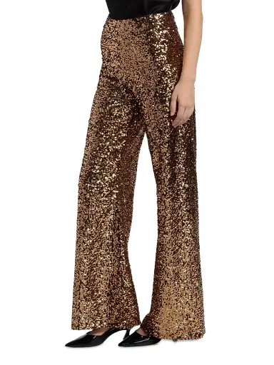 ALICE + OLIVIA Women's Athena Sequined Wide-Leg Pants - Gold Black | Thumbnail 4 ALICE + OLIVIA Women's Athena Sequined Wide-Leg Pants - Gold Black | Thumbnail 4