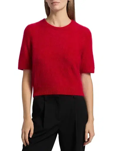 rag & bone Women's Jada Brushed Cashmere Crop Sweater - Red | Thumbnail 3 rag & bone Women's Jada Brushed Cashmere Crop Sweater - Red | Thumbnail 3