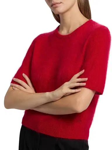 rag & bone Women's Jada Brushed Cashmere Crop Sweater - Red | Thumbnail 6 rag & bone Women's Jada Brushed Cashmere Crop Sweater - Red | Thumbnail 6